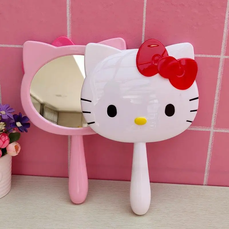 2023 Cartoon Cute Makeup Handheld Hello Kitty Mirror Kitty Hand Mirror