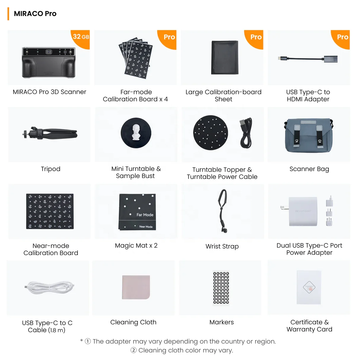 Revopoint Ready to Ship MIRACO/MIRACO Pro High Precision 0.02mm Handheld 3D Laser Scanner for FDM LCD Desktop 3D Printer