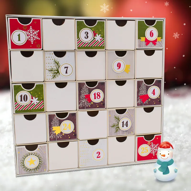 Factory Wholesale Christmas Luxury Advent Calendar Packaging Box Cosmetic Advent Calendar With Drawers Box supplier