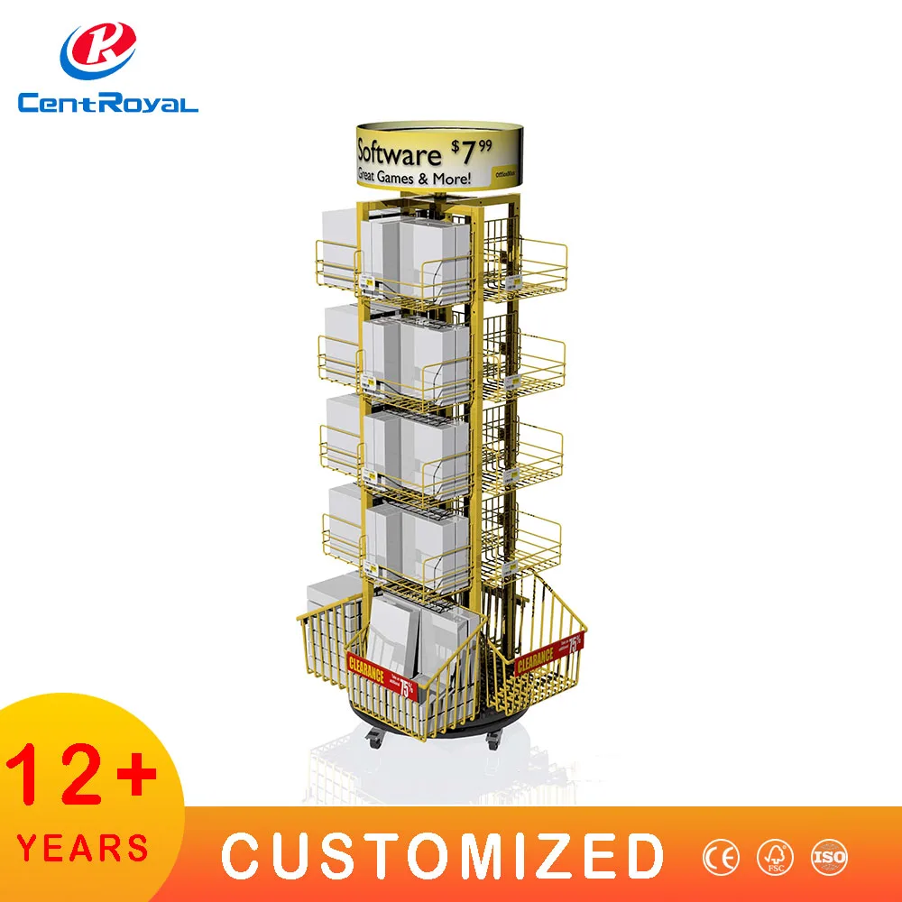 Custom OEM/ODM Store Commercial Display Floor Stand Comic Book Shelf Display Racks Rotating Wooden Books Display Rack Shelves