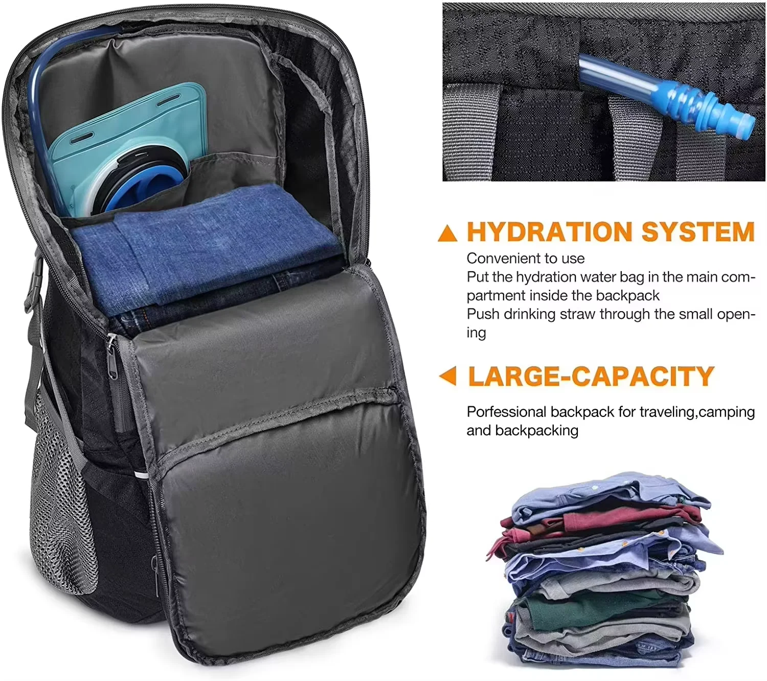 Lightweight Gym Travel Hiking Camping Backpack Essential Outdoor Day Pack