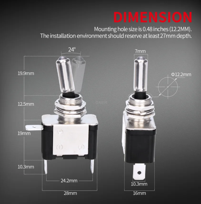 Asw07d 12v Red Illuminated Led Toggle Switch With Cover Buy 3way