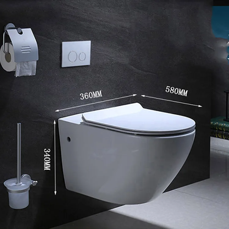 Amaze Bathroom Sanitary Ware Ceramic European P-trap 180mm Wall Hung Toilet