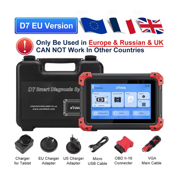 D7 EU Bi-directional OBD2 Scanner Diagnostic Tool ECU Coding Key Programming 36+ Resets Auto VIN Car Diagnostic Machine