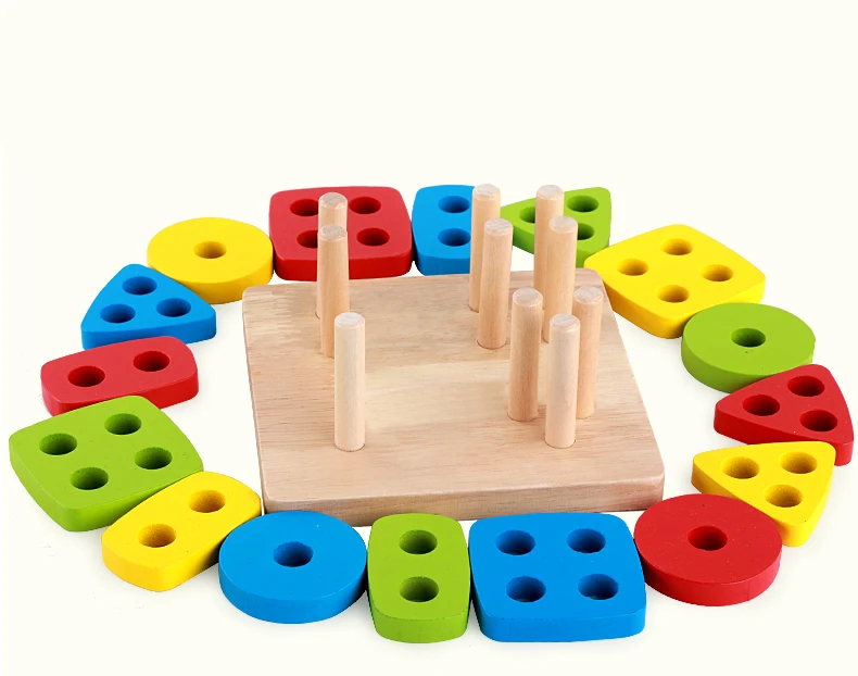 Wooden Sorting & Stacking Toy Kids Educational Learning Toys Geometry ...