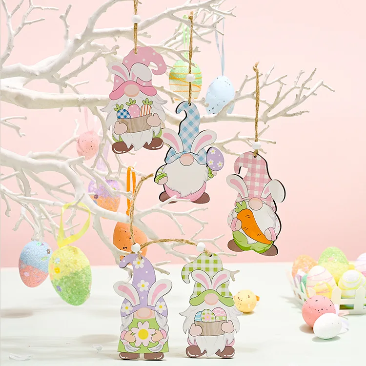 SODIAL Easter Decorazioni Coniglio di Legno Forme Ornamenti Regali Artigianali Decorazioni di Coniglio Articoli per Feste E Feste A Casa 3PZ 