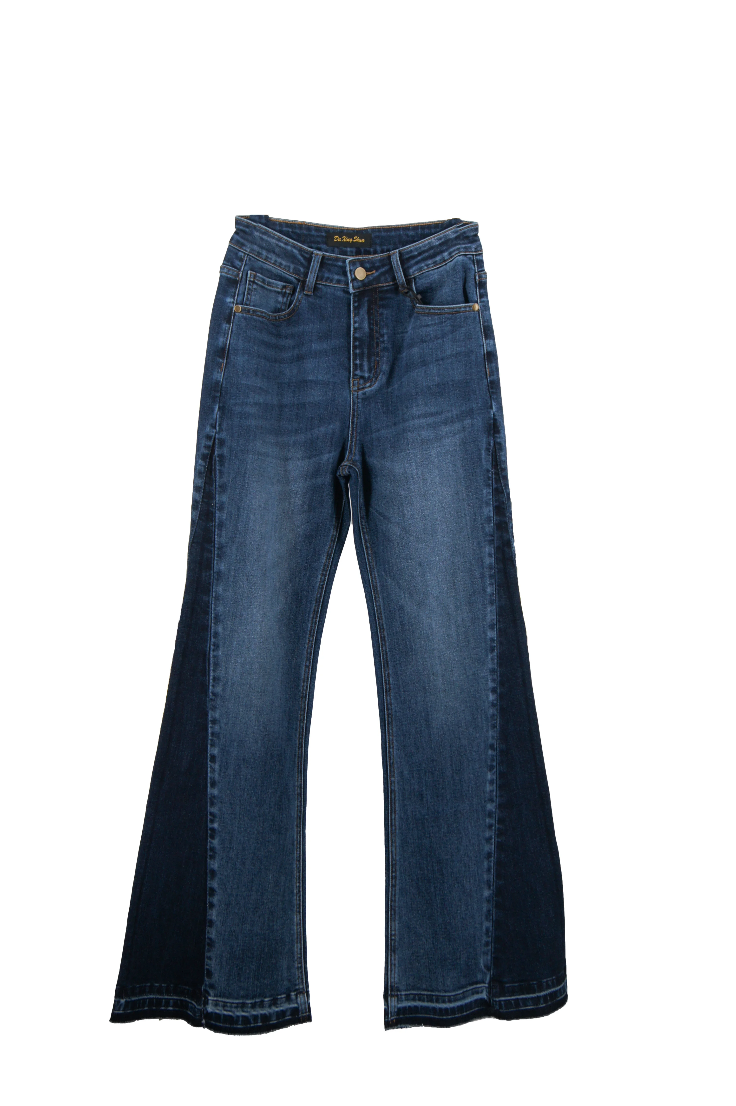 The New Cross-border Best-selling Women's Color-blocking Wide-leg Jeans and European Retro Style Straight-leg Wide-leg Trousers