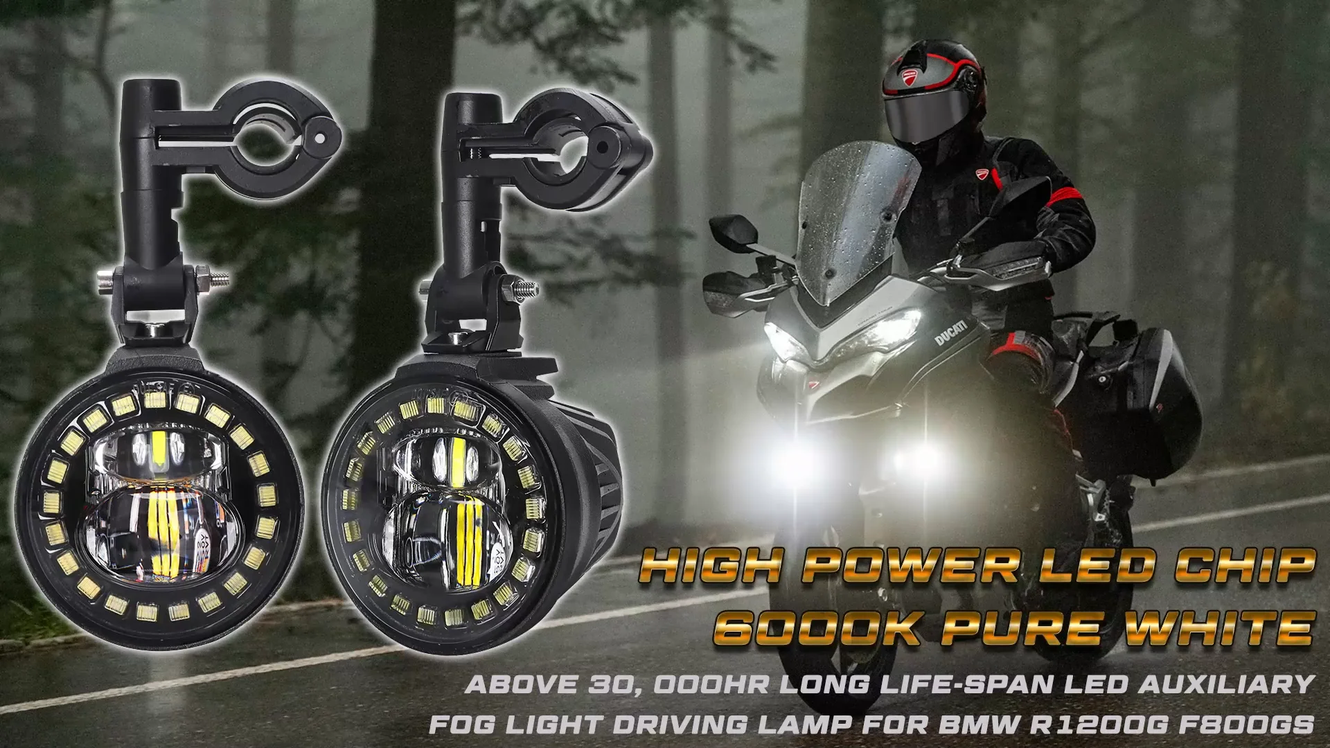 2PCS 40W LED Auxiliary Fog Lights For BMW F800GS R1200GS ADV – 6000K, IP67