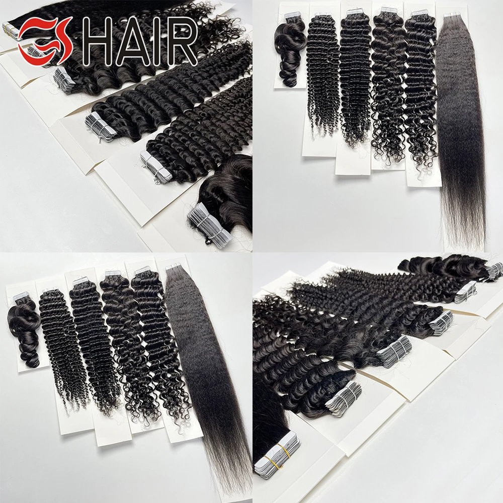 Gs Unprocessed Raw Virgin Tape Ins Vendor Indian Water Wave Afro Kinky