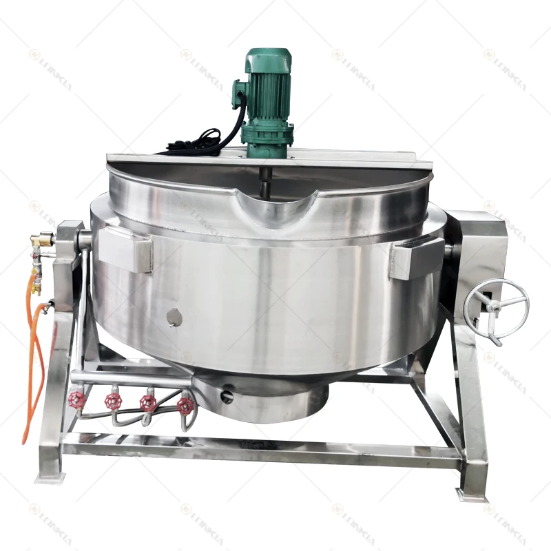 200L 600L 800L Jacketed Kettle Electric Gas Steam Heating Planetary  Stirring Pot Industrial Cooking Mixer