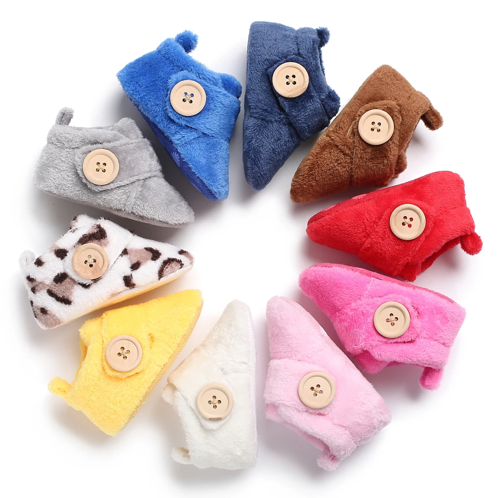 Amazon горячие мягкого флиса хлопковые 11 видов цветов, теплые, для снега, prewalk для детей Одежда для младенцев; Зимние пинетки