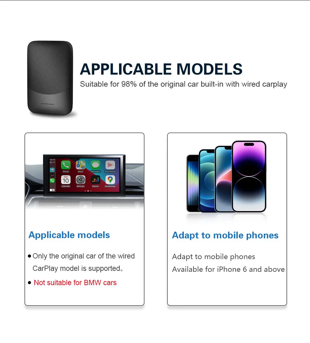 Car Wired to Wireless Android Auto Adapter for Models with Original Car with Wired CarPlay with Wired Android Auto