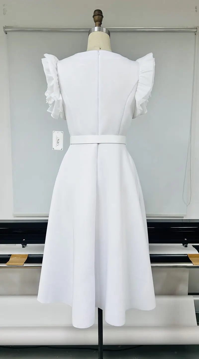 Elegant White Maxi Church Dress for Women High Collar Plus Size Boutique Fashion Outfits Fit Flare Style Simple XL OEM Service Elegant White Maxi Church Dress for Women High Collar Plus Size Boutique Fashion Outfits Fit Flare Style Simple XL OEM Service