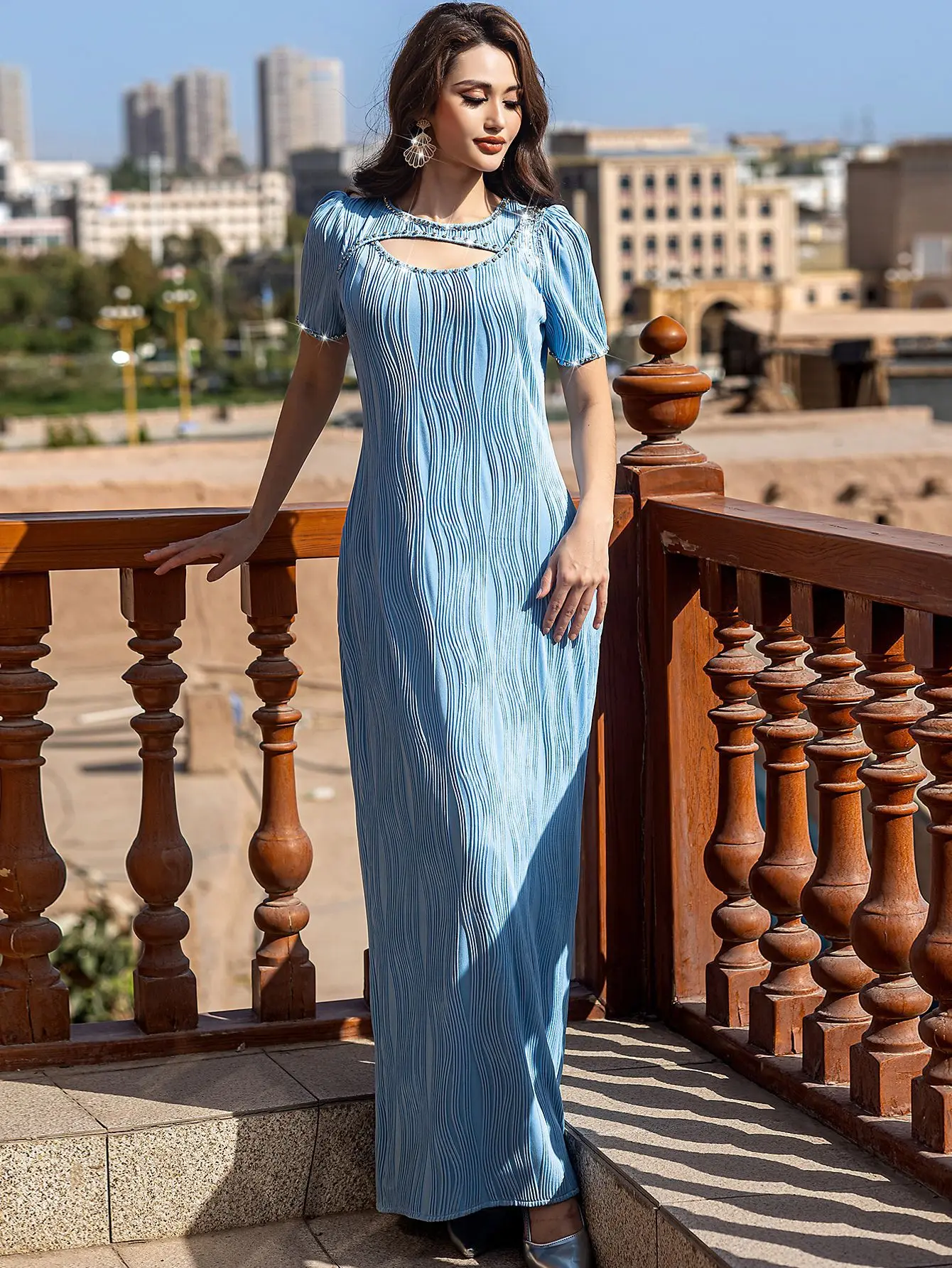 Latest Design 2025 Eid Slit Maxi Dress Elegant Casual Dresses Lady Bodycon  A-Line Slim Party Women Abaya Dress Dubai