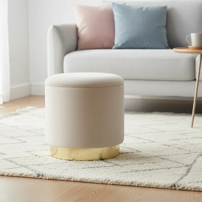 Modern Luxury Velvet Ottoman Round Stool Shoes Changing Foot Stool