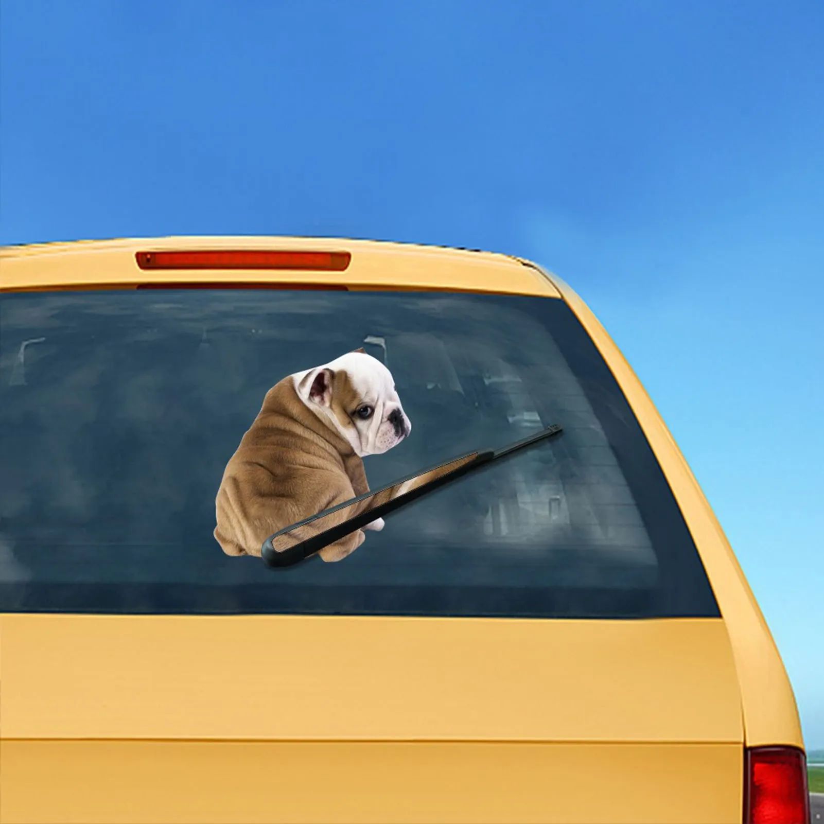 Adesivo Tergicristallo Posteriore Con Cane Bianco - Decalcomania Divertente Impermeabile Per Auto