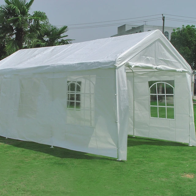 10' x 20' Upgraded Galvanized Heavy Duty PE party Tent Canopy Shelter with Removable Window Walls PVC Wedding Party Tent