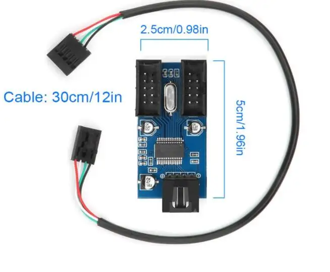 JMT 1 / 5PCS Scheda madre USB 9PIN Intestazione Moltiplicatore Splitter 9 Pin da 1 a 4 Cavo di prolunga 9-Pin USB HUB USB 2.0 Connettore a 9 pin Porta adattatore Multilier 30cm (1 pcs