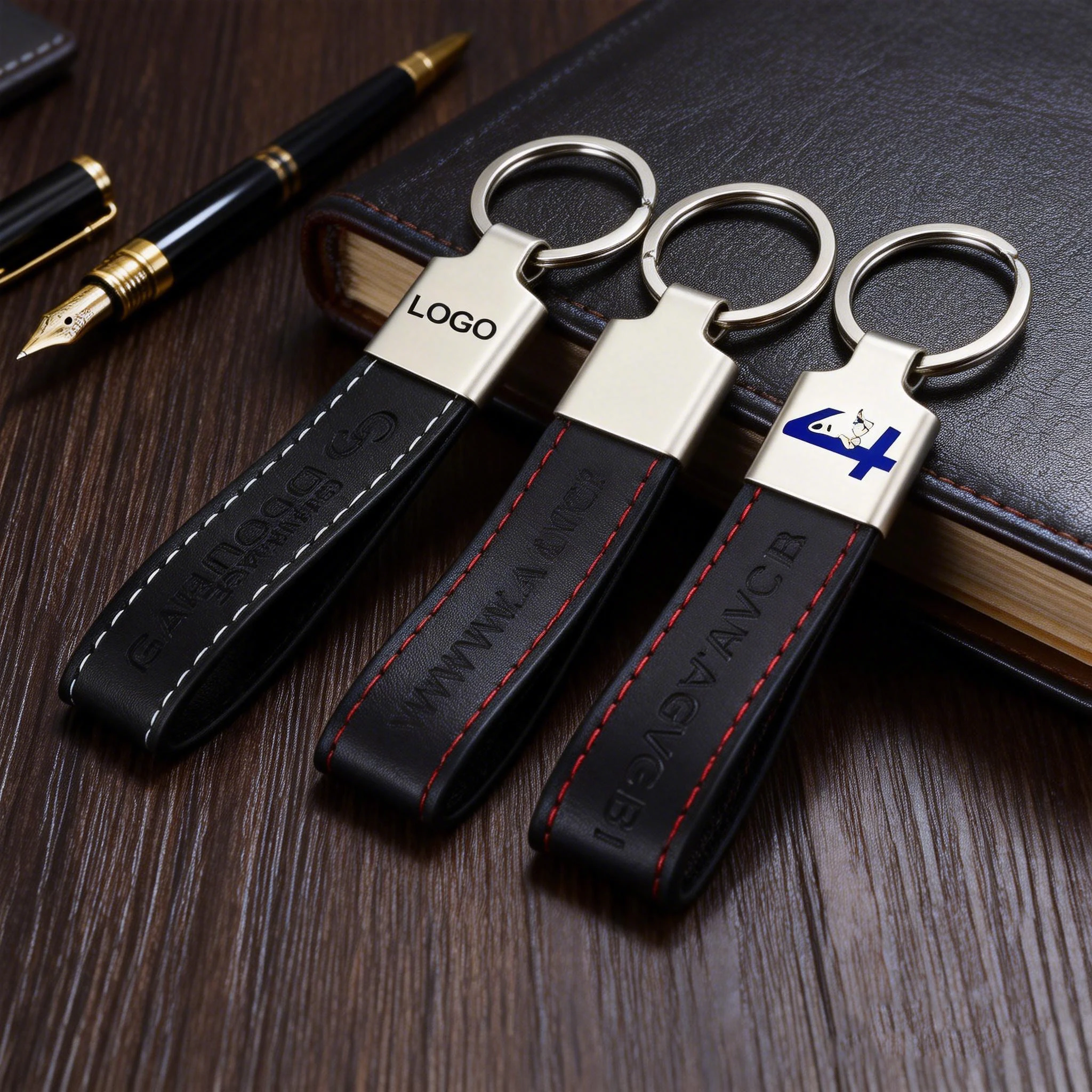 Luxury Genuine Leather Key Ring - Customizable & Durable