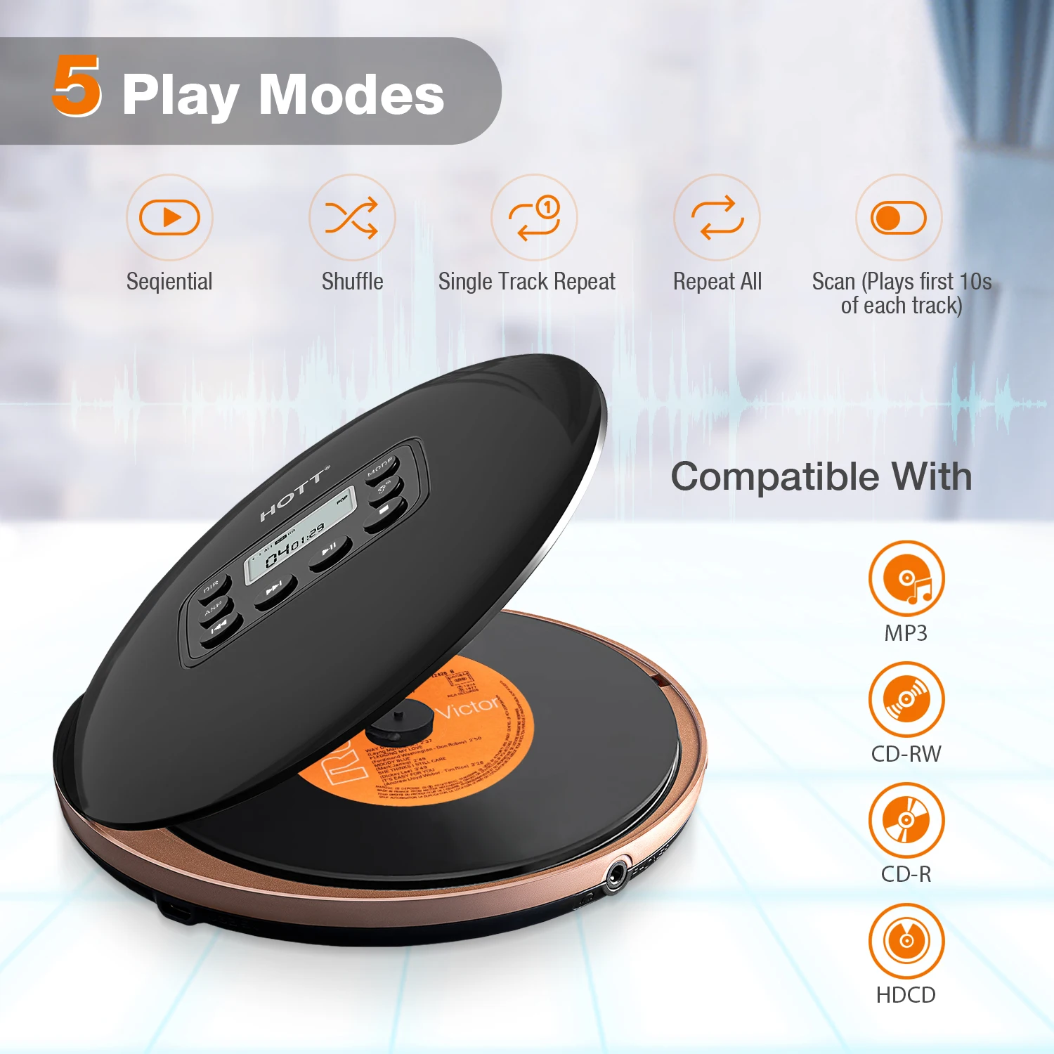 Portable CD Player CD711 Rechargeable CD Walkman