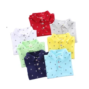 2021 Summer New Baby Girls Short Sleeve Tops Children Lovely Anchor Print Clothes Kids Cotton Boys Polo Shirts in School
