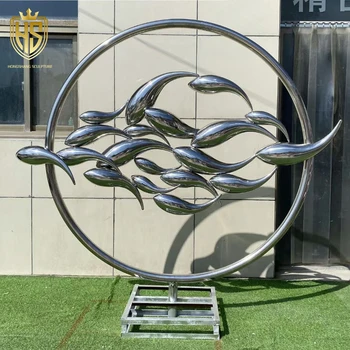 Garden Sculpture Outdoor Stainless Steel Decoration Abstract Metal Craft The Carp Jump Through The Dragon Gate