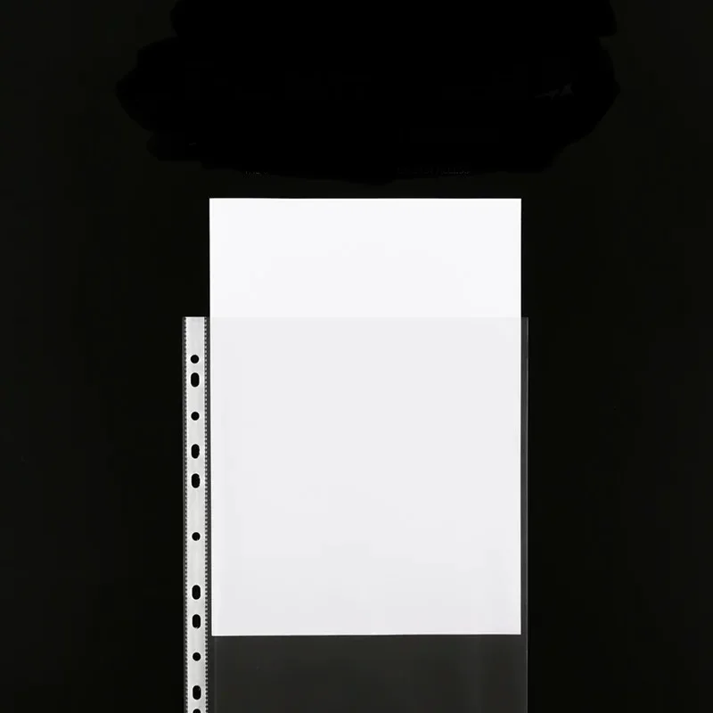 Custom A4 Size PVC File Folder with 11 Holes Clear Plastic PP Durable Punch Pocket School Transparent Sheet