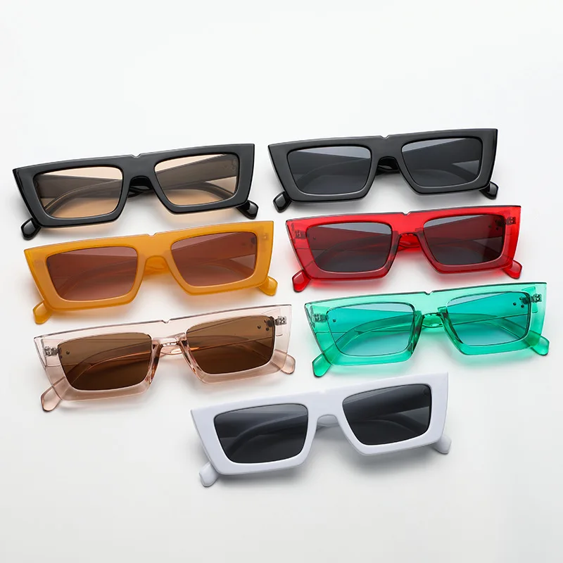 Qmoon Women's Fashion Small Rectangular Outdoor Sunglasses Uv400 Jelly ...