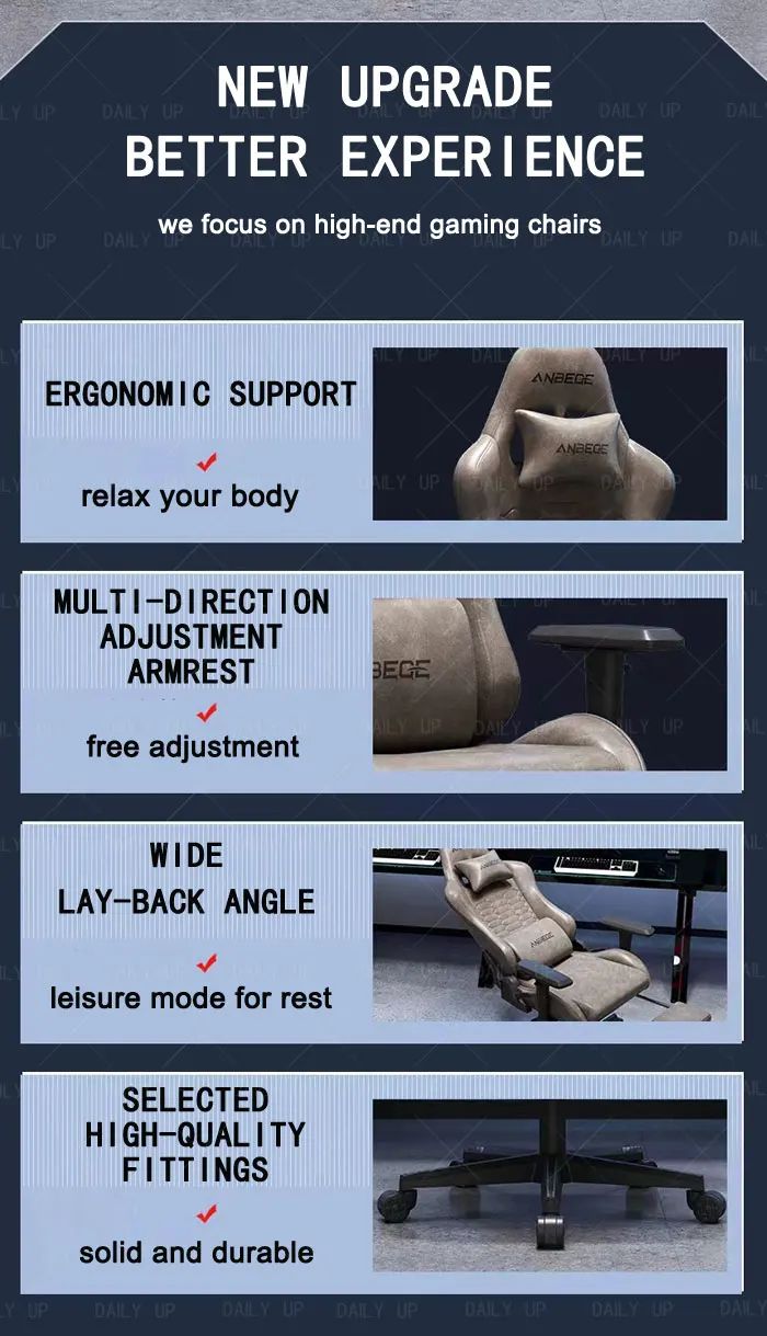 Luxury Faux Leather Gaming Chair With Headrest Footrest Ergonomic Office Computer Chair Swivel Adjustable Recliner Racing Chair