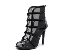 Женские сетчатые Туфли на каблуке 10 см для танцев, бальные туфли для латиноамериканских танцев, 1023