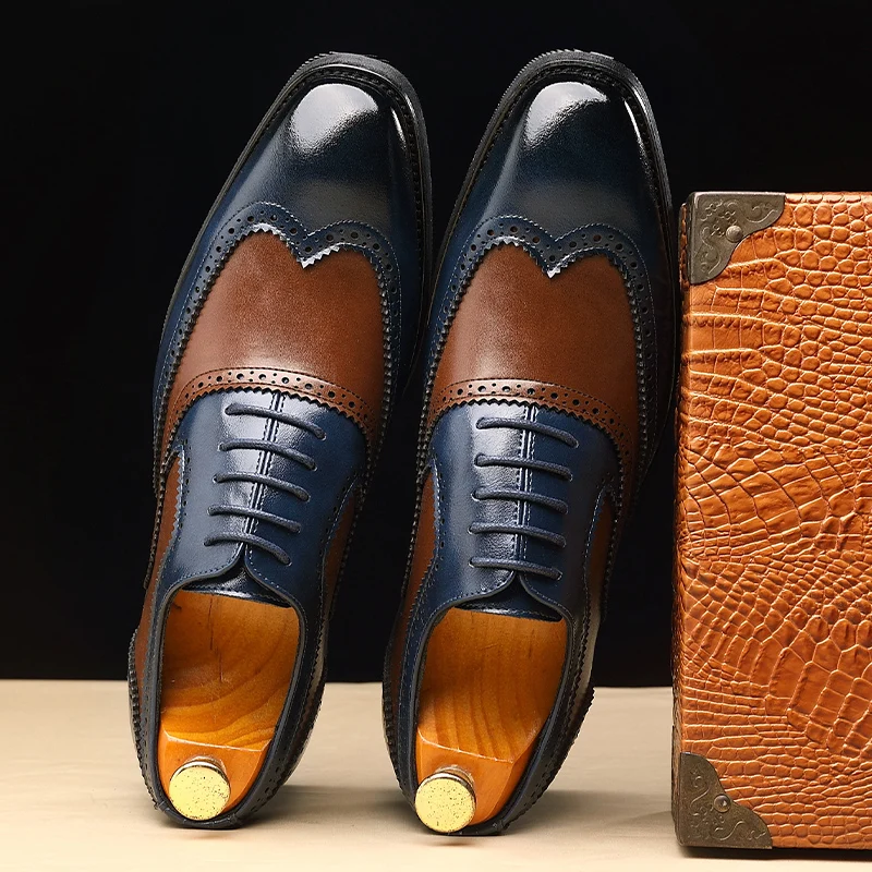 Big Size 3748 High Quality Handmade Fullgrain Pu Leather Oxford Dress