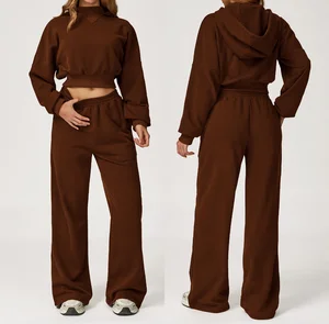 Women's Leisure Jogging Wear High Waist Sweat Suit Long Sleeve Sports Pants Running Fitness Activewear Sets for Women