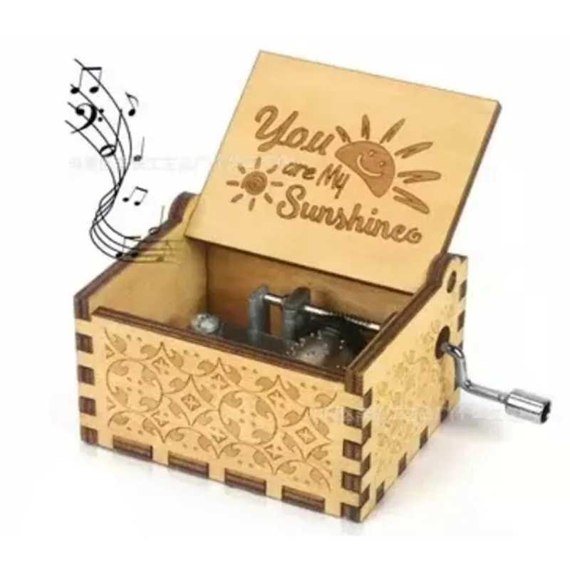 Customizable Hand-Cranked Wooden Music Box 'You Are My Sunshine' Birthday Gift for Girls and Boys