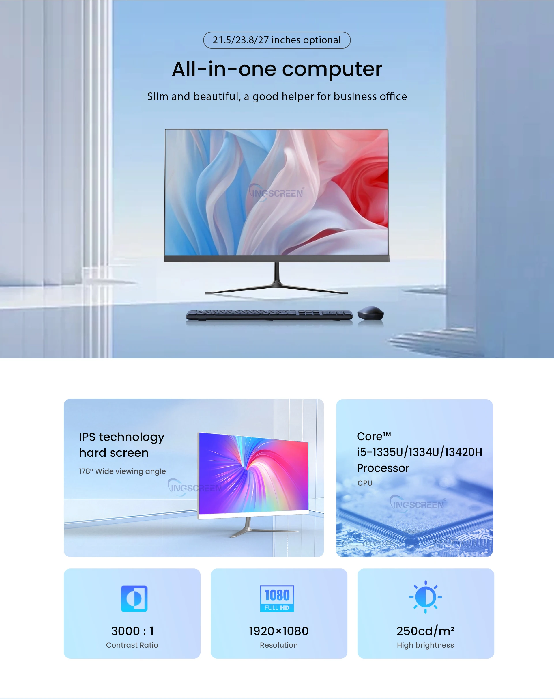 INGSCREEN 2 in 1 Desktop All in One Pc 27 Inch All-in-one Pc Core I7 ...