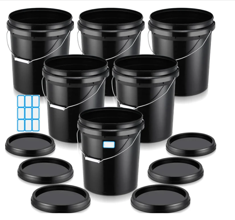 16L Round Plastic Paint Bucket with Lid and Handle Pressure-Resistant and Recyclable Empty PP Barrel and Pail