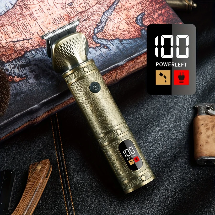 Professional Cordless Rechargeable Stainless Steel Beard Trimmer Hair for Clipper LCD Display for Household Hotel Use Directly factory