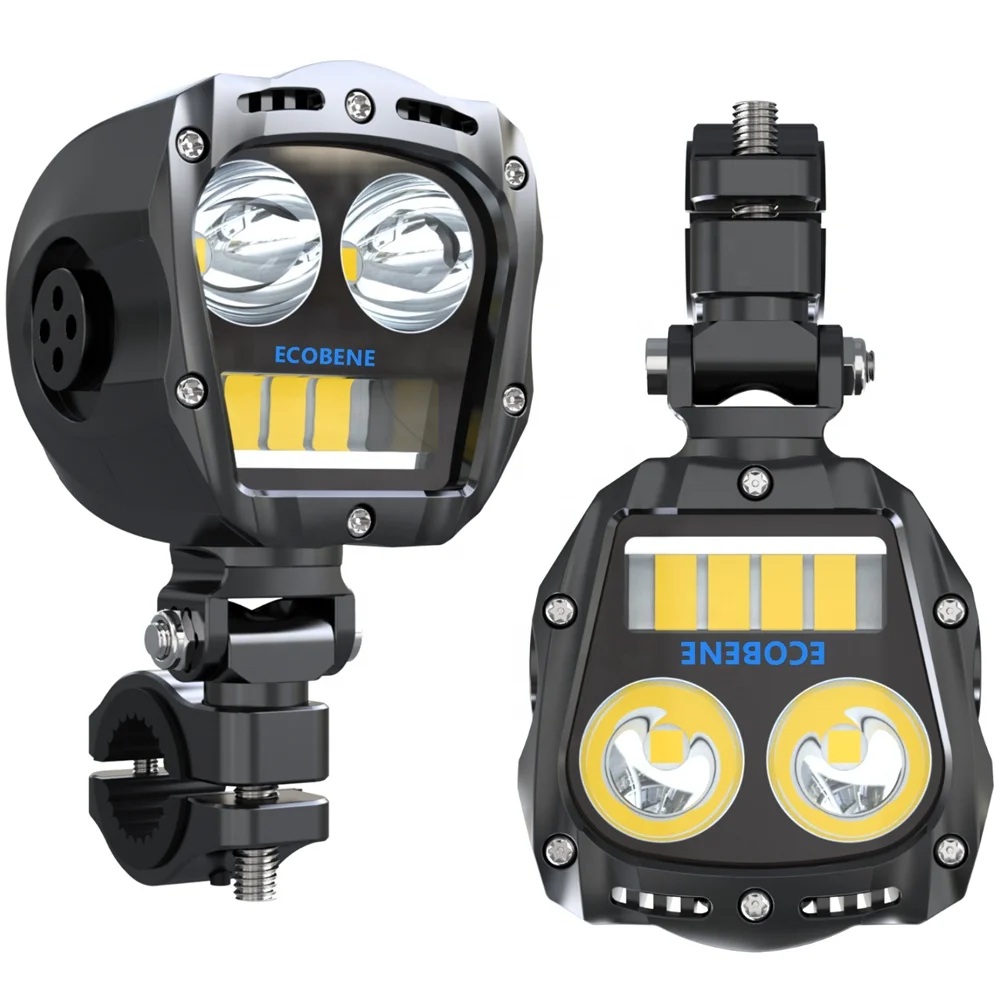 TIYPEOR 140W High Power Motorcycle Auxiliary Spotlight IP68 Waterproof CNC Aluminum Wireless Switch Tangent Hi/Lo Beam Fog Light