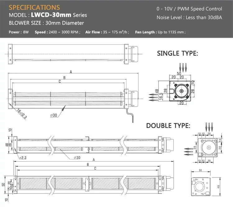 Cross Flow Fan, LONGWELL, 12V - detail 12