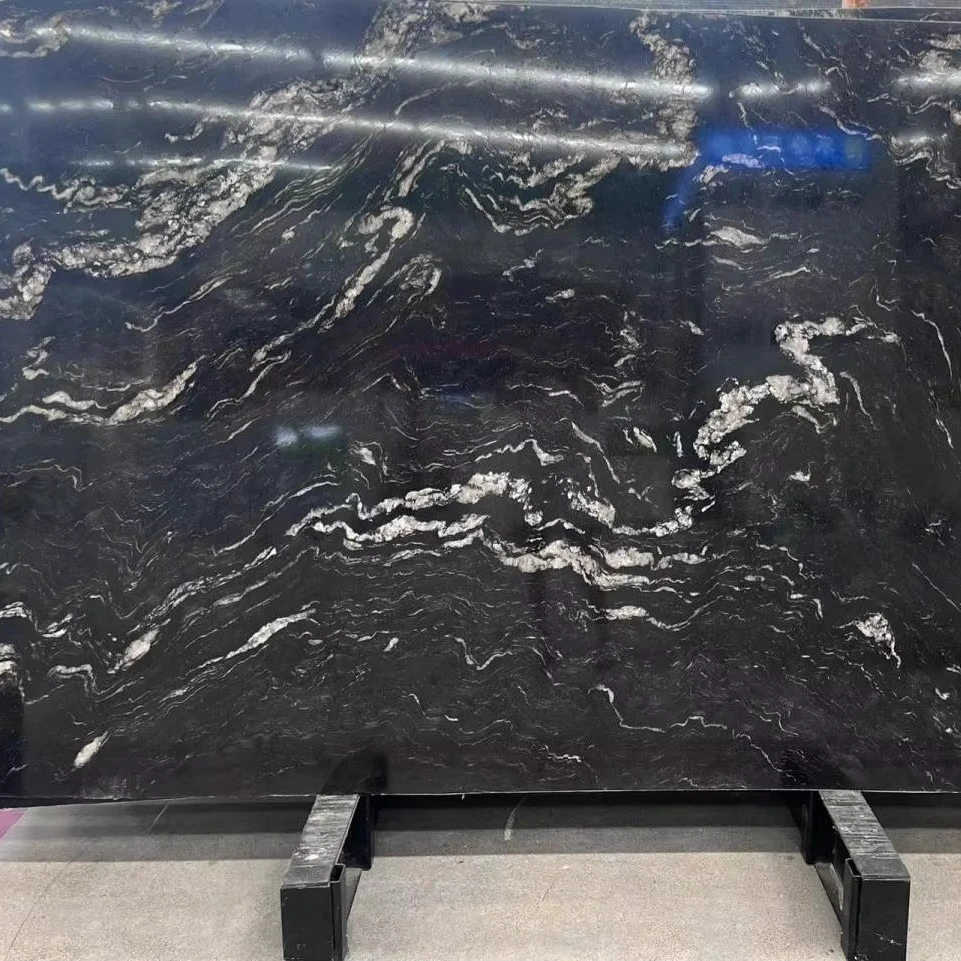 Luksuzni kosmički crni mramor poliran Moderni vodootporni veliki ploča za zid i pod dizajn prirodni kamen