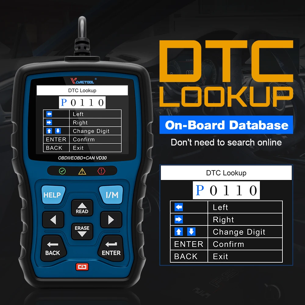 VDIAGTOOL VD30 強化OBD2スキャナー カーコードリーダー ユニバーサルチェックエンジンライトコードリーダー 全OBDII車両自動診断ツール CEL電源オフ 並行輸入品