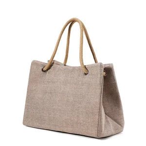 2026 Factory Hot New Women's Bag Linen Shoulder Bag Grocery Gift Foldable Reusable Cheap Tote Jute Bags