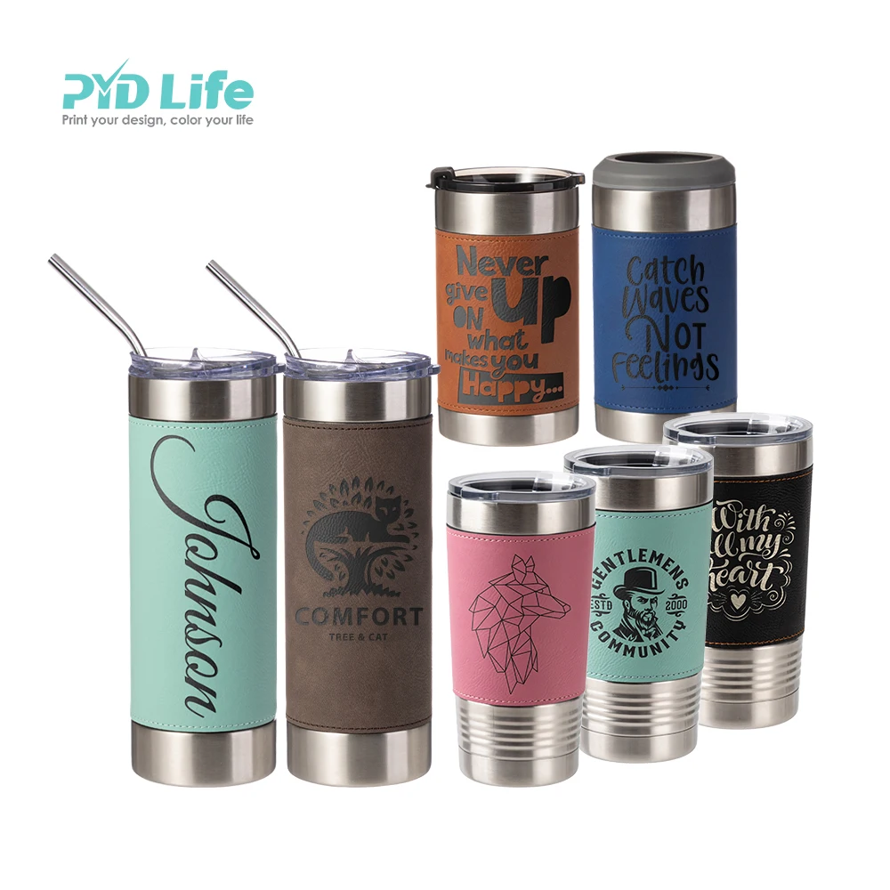 Pyd Life 2022 Custom 20 Oz Engraved Leather Wrapped Travel Coffee ...