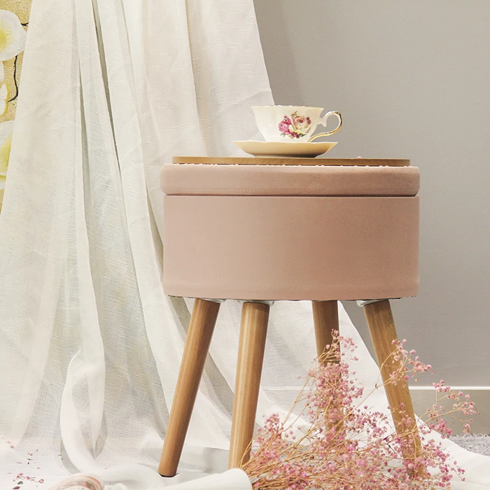 HStex Living Room Chair Furniture Stool Round Shape Sofa Ottoman Gold Metal Stool Legs Coffee Table