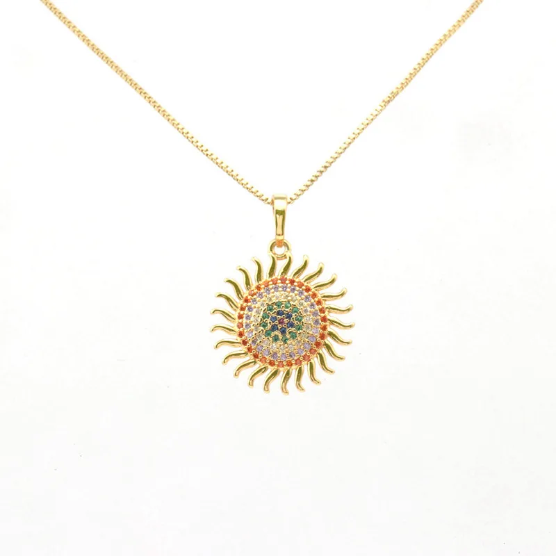Sun Shape Colorful Gems 18k Gold 
