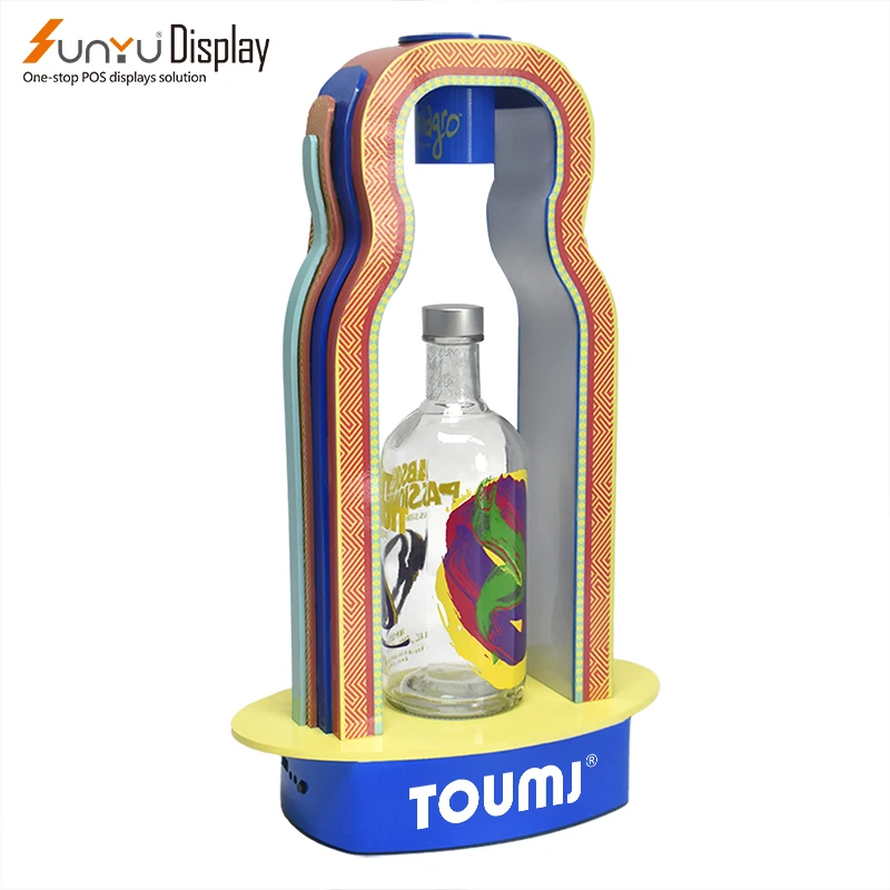 LED Light Acrylic Wine Whisky Bottle Display Stand for Home Office or Shop Perspex Material Packed in Carton