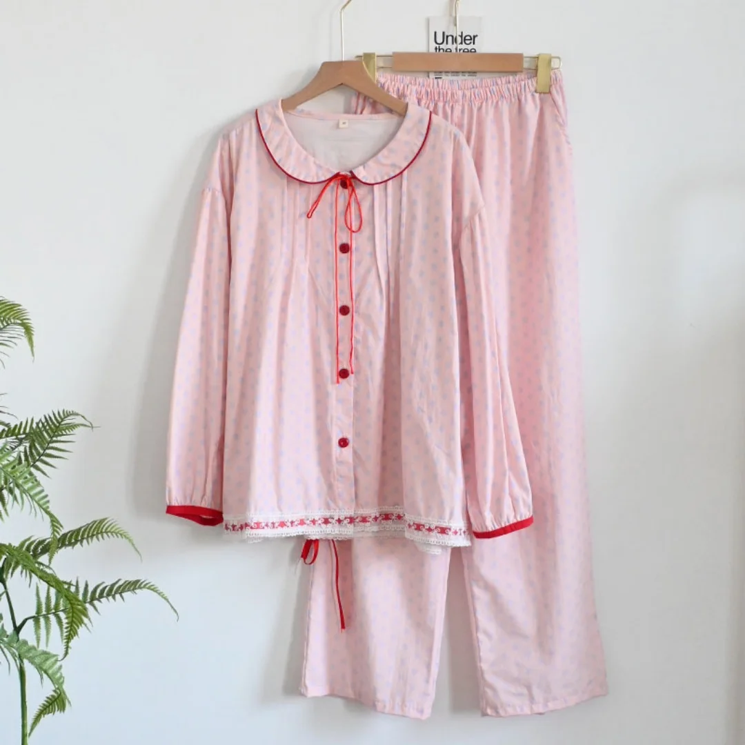Luxury Texture Women Pure Cotton Home Wear Soft Breathable Loose Casual Indoor Relaxing Loungewear