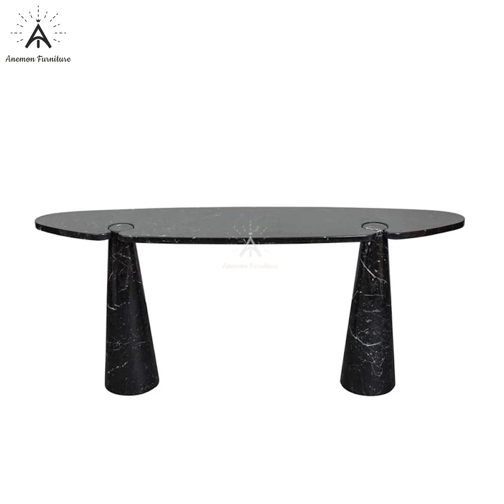 AF T125 Vintage design white marble console table with marble pedestals