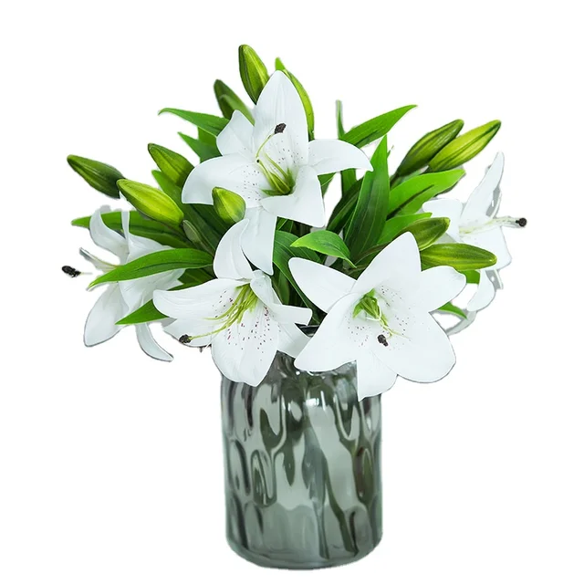 Artificial Tiger Lily Real Touch Lily Easter Lily  Flowers for Wedding Home Party Easter Decoration