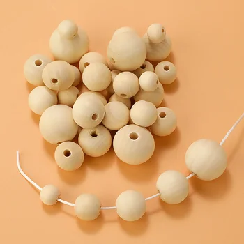 Free Sample Wooden Natural Round Loose Beads DIY 4-50mm for Bracelet Necklace Accessories Jewelry Making