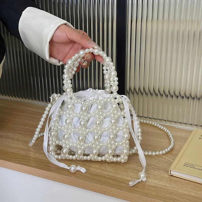 Hollow Pearl Bag for Women Woven Handbag Spring and Summer Stylish